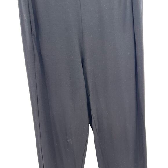 Eileen Fisher Stretch Jersey Knit Straight Pant Easy Fit Ankle Black Size Medium - Picture 4 of 10